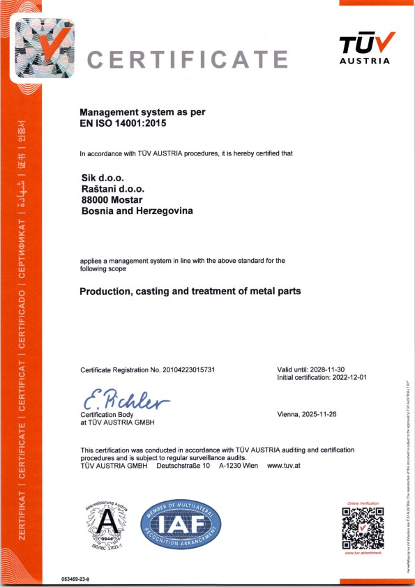 EN ISO 14001- valid until 30.11.2028 conv 0 SIK Mostar