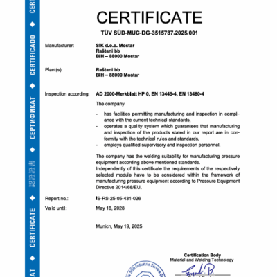 Nova razina stručnosti i certifikacije u poduzeću SIK d.o.o. Mostar